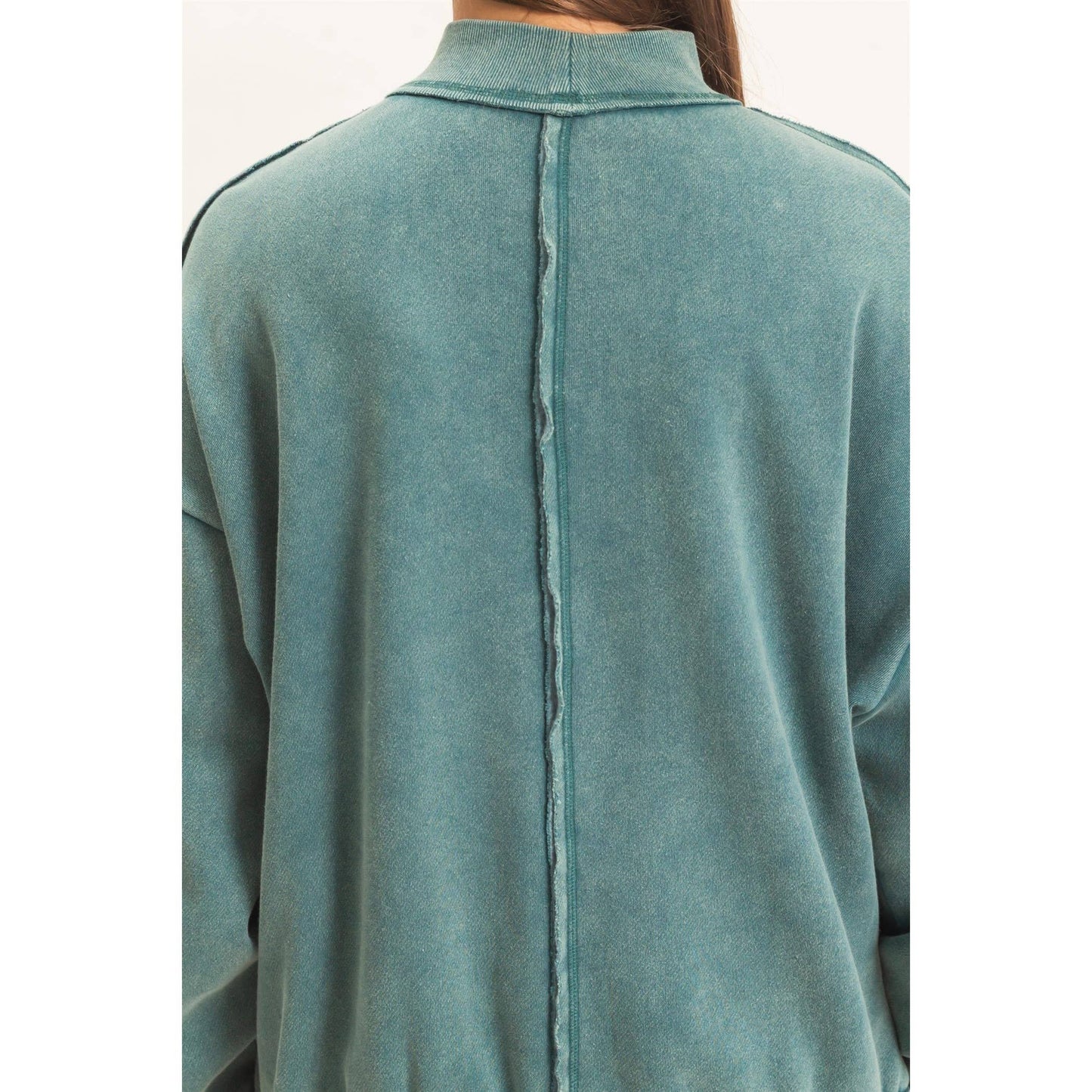 Acid Washed Mock Neck Sweatshirt