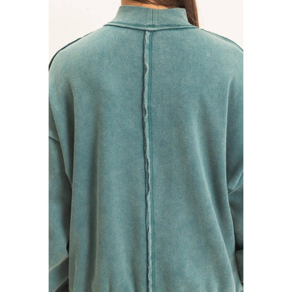 Acid Washed Mock Neck Sweatshirt