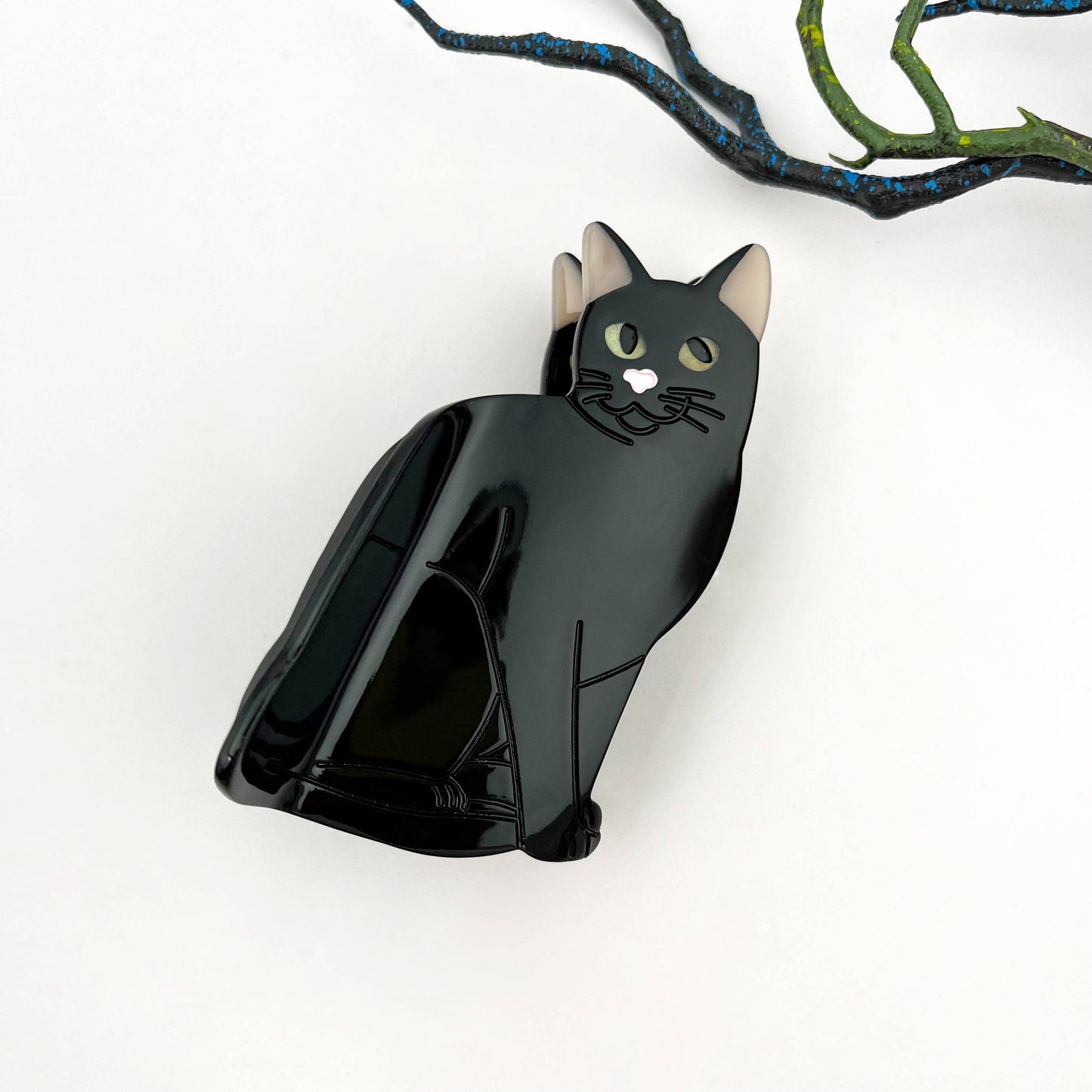 Black Cat Acetate Claw Clip