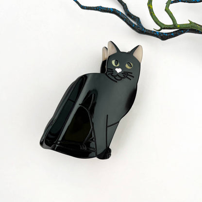 Black Cat Acetate Claw Clip
