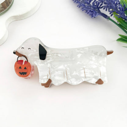 Halloween Mummy Ghost Skeleton Dachshund Hair Claw Clip
