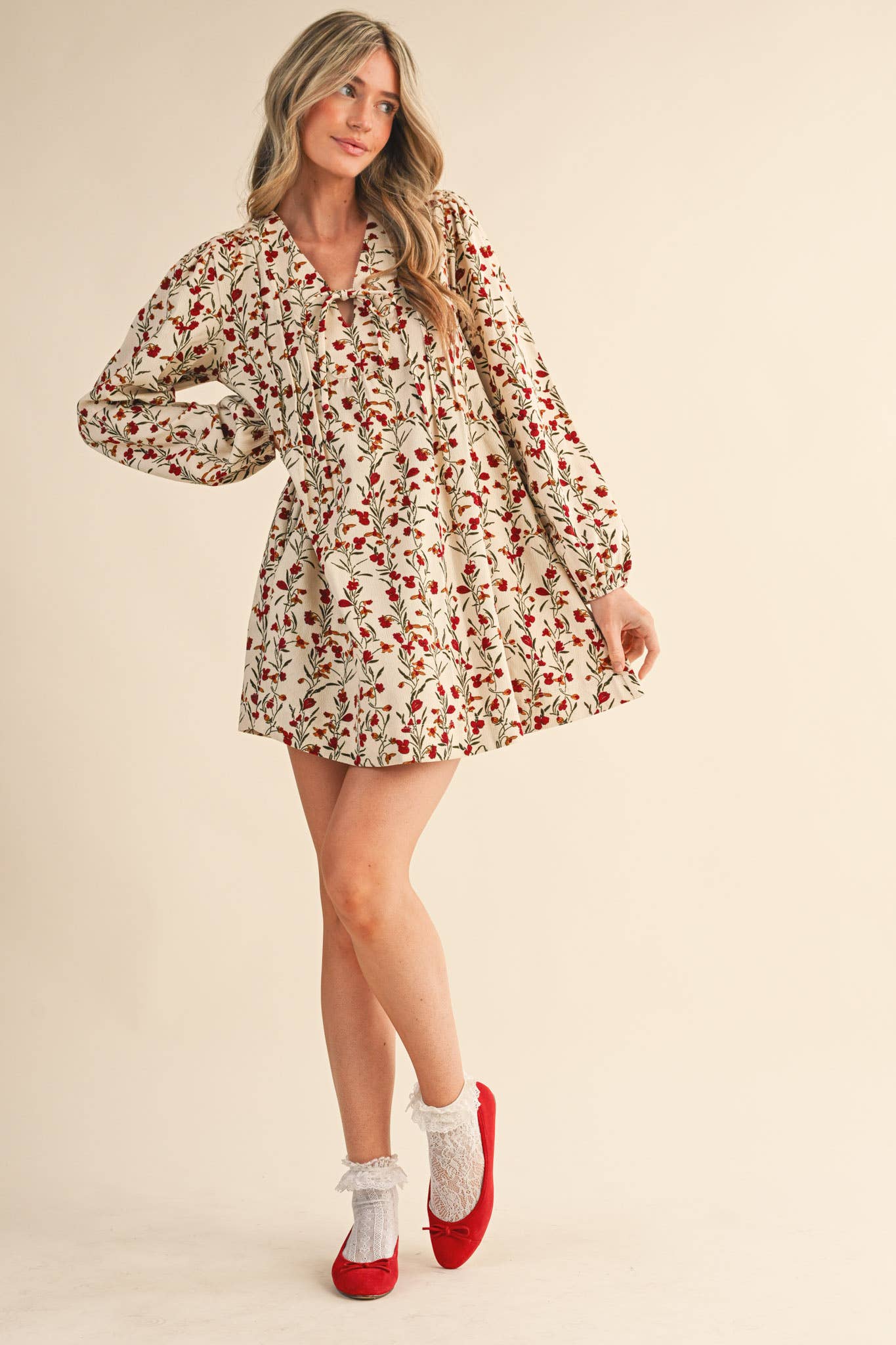 Floral Corduroy Mini Dress