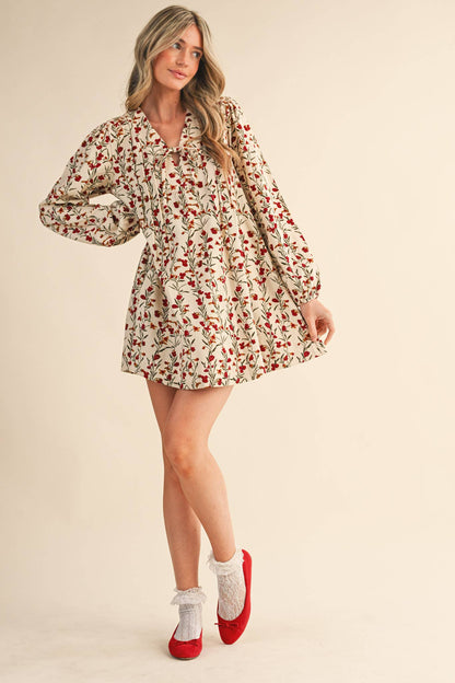 Floral Corduroy Mini Dress