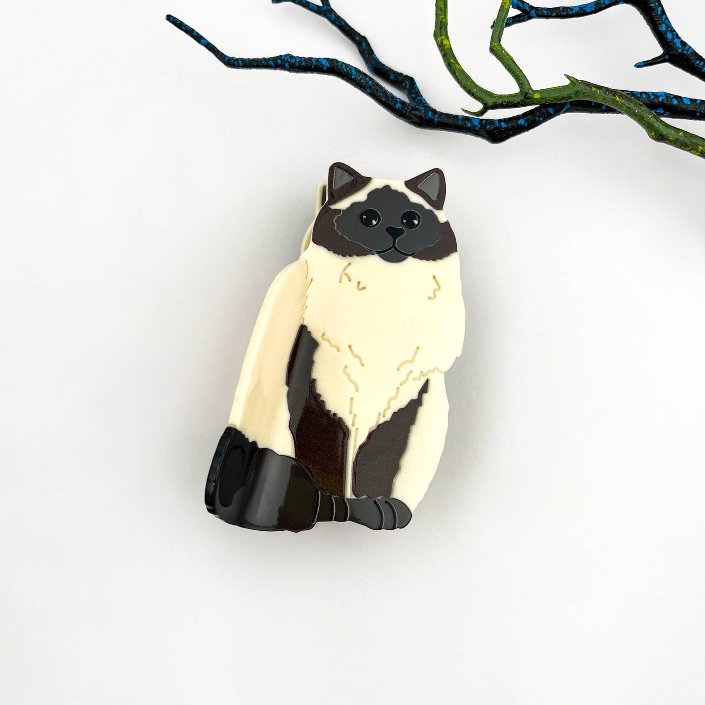 Black Cat Acetate Claw Clip