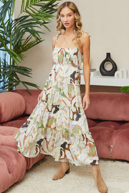 Paisley Floral Print Tiered Dress