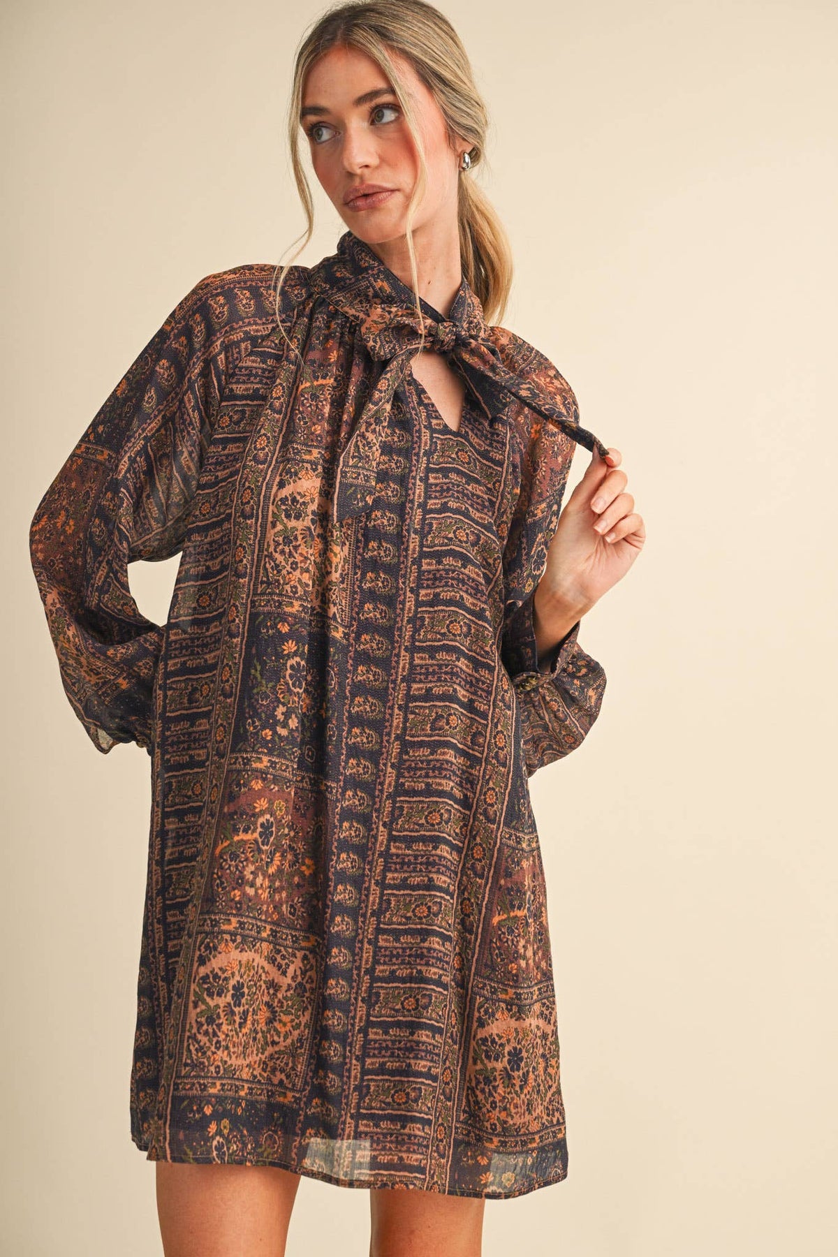 Vintage Lurex Print Mini Dress