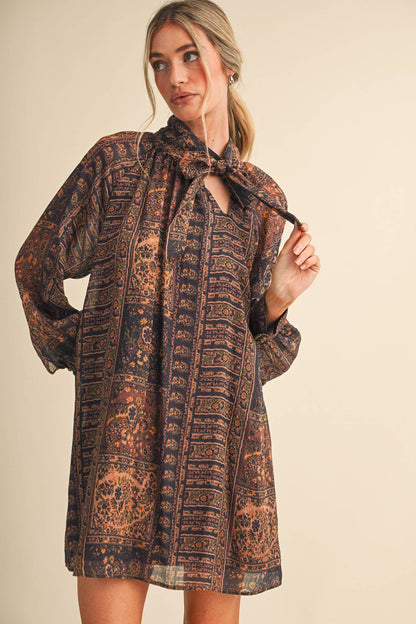 Vintage Lurex Print Mini Dress