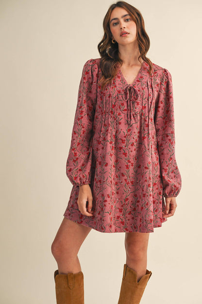 Floral Corduroy Mini Dress