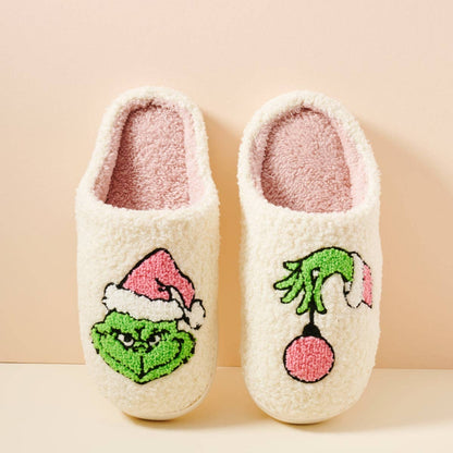 Sherpa Green Monster Christmas Slippers