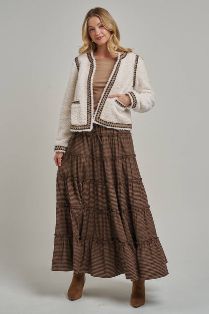 Mini Checkered Tiered Maxi Skirt