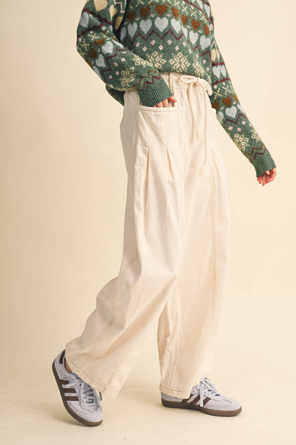 Washed Corduroy Barrel Pants