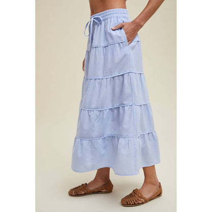 Gingham Tiered Midi Skirt