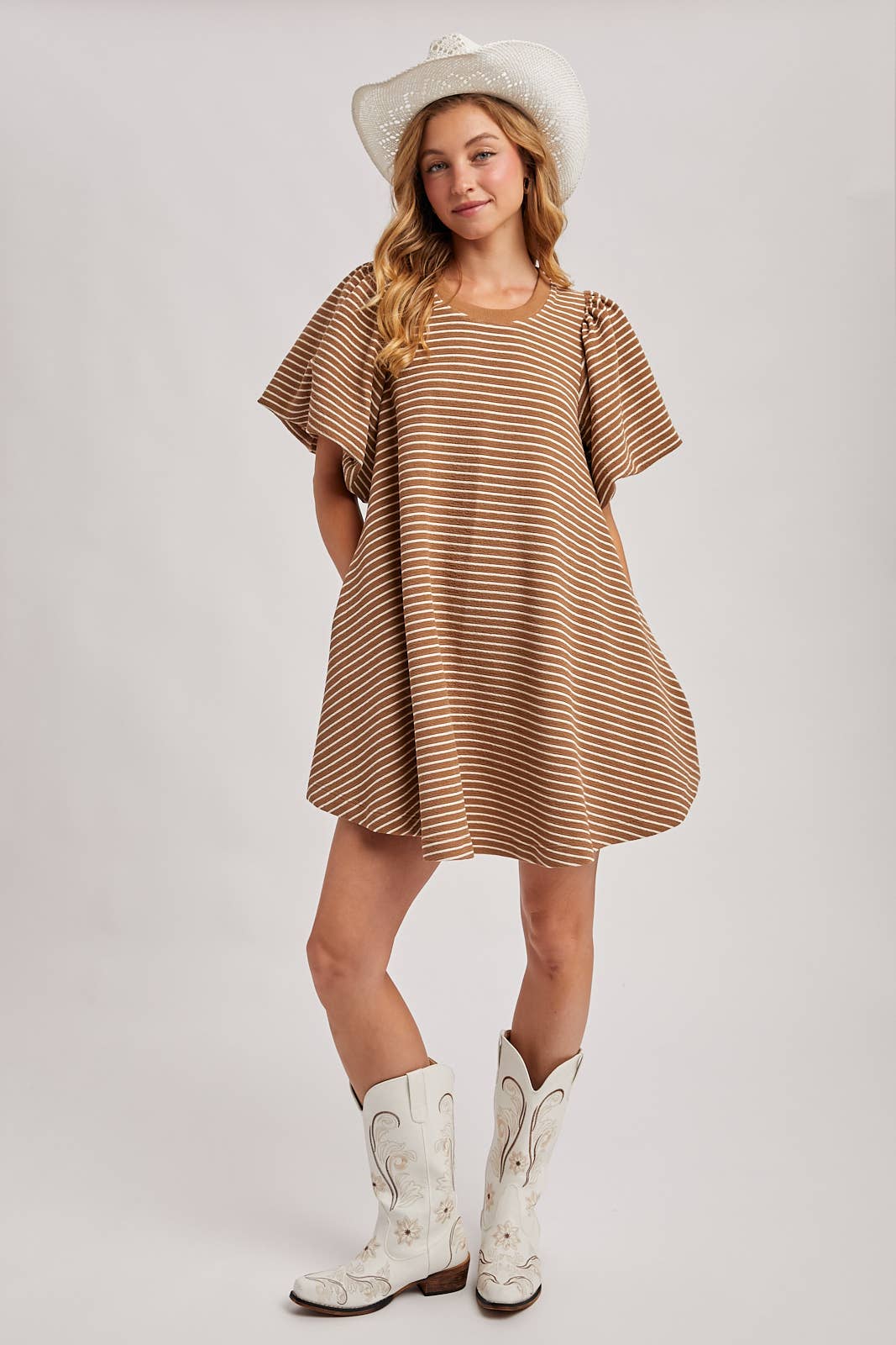 Puff Sleeve Striped Dress