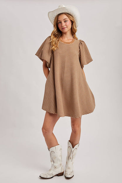 Puff Sleeve Striped Dress