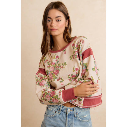 Floral Brushed Terry Open Back Top