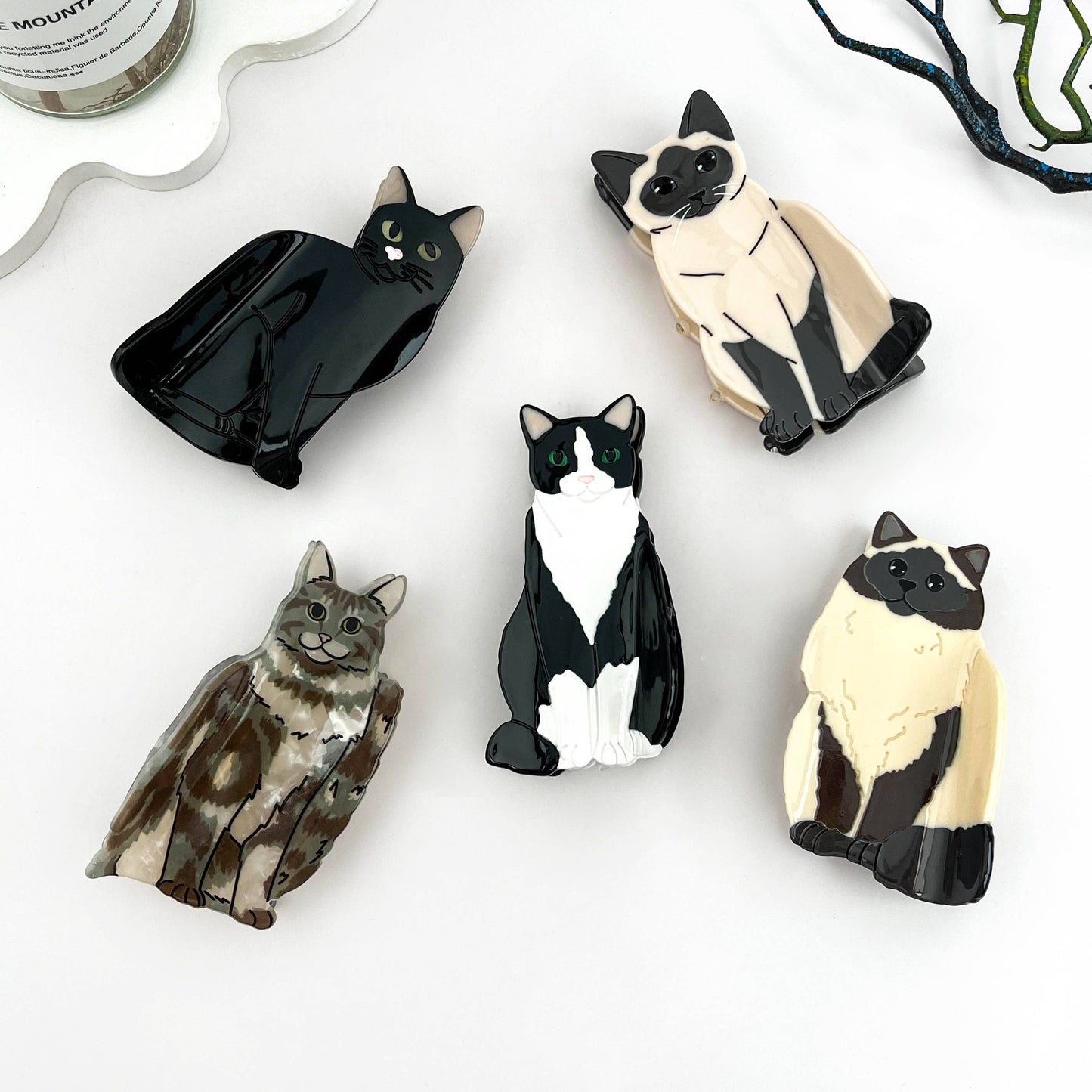 Black Cat Acetate Claw Clip