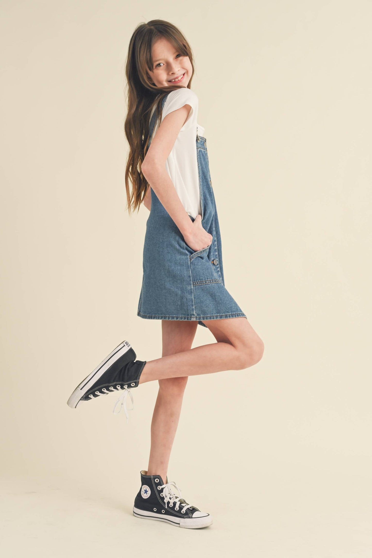 Tween Kids Girls Denim Overall Dress