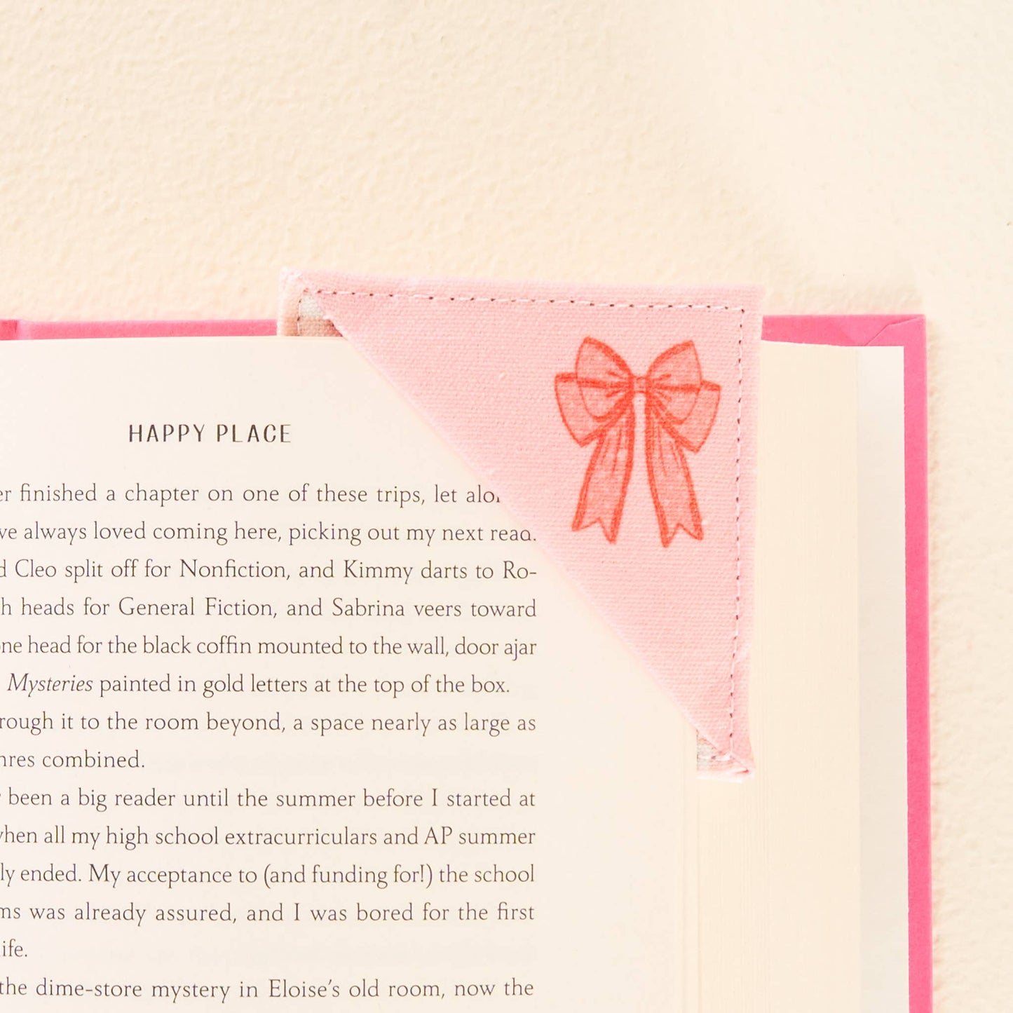 Corner Keeper Fabric Bookmark-Bow Peach