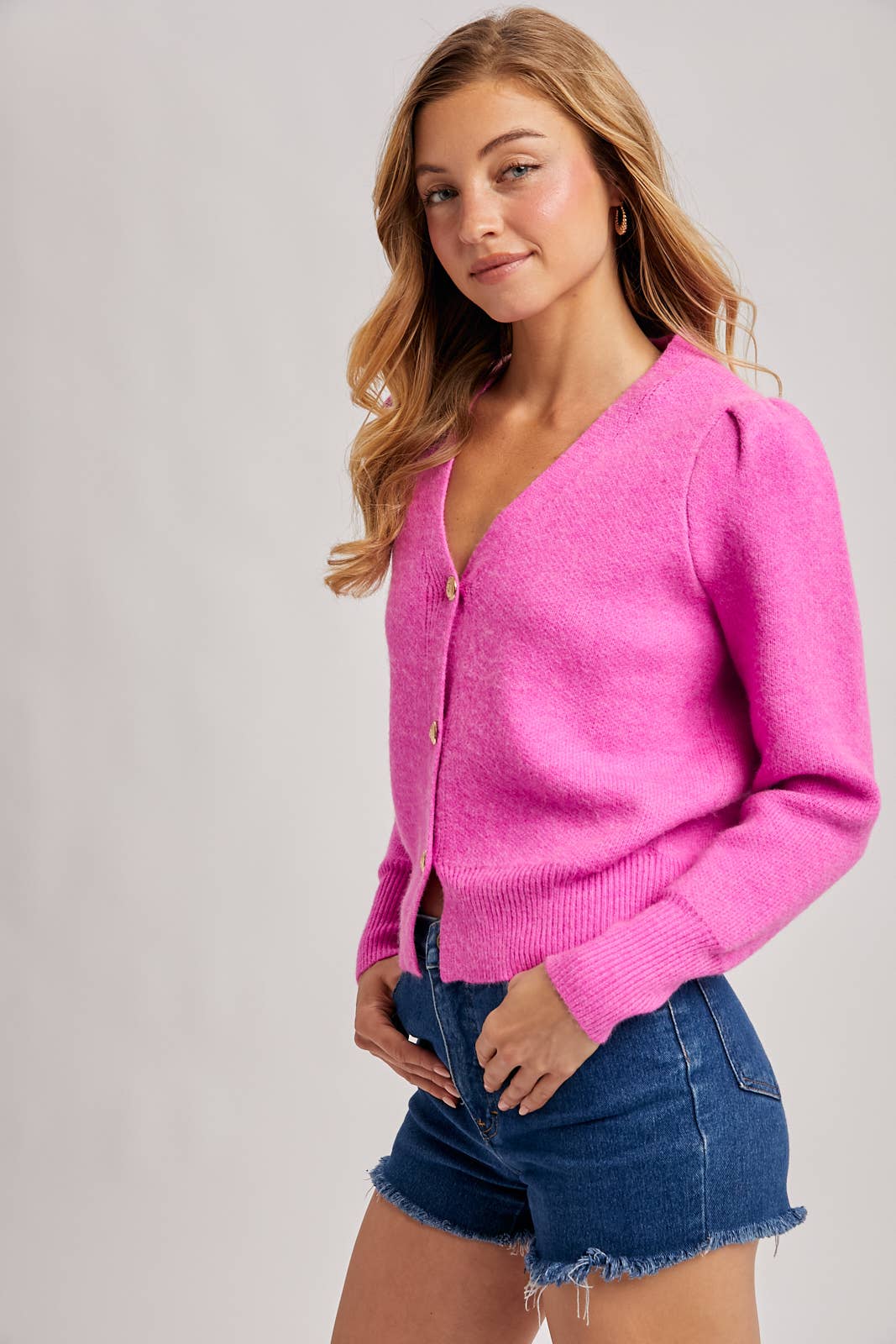 Button Down V-Neck Cardigan