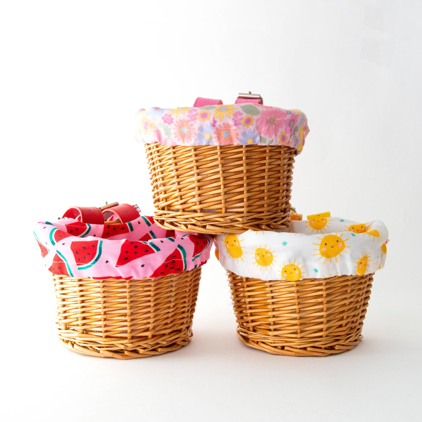 Kids Wicker Basket with Pretty Retro Flower Liner