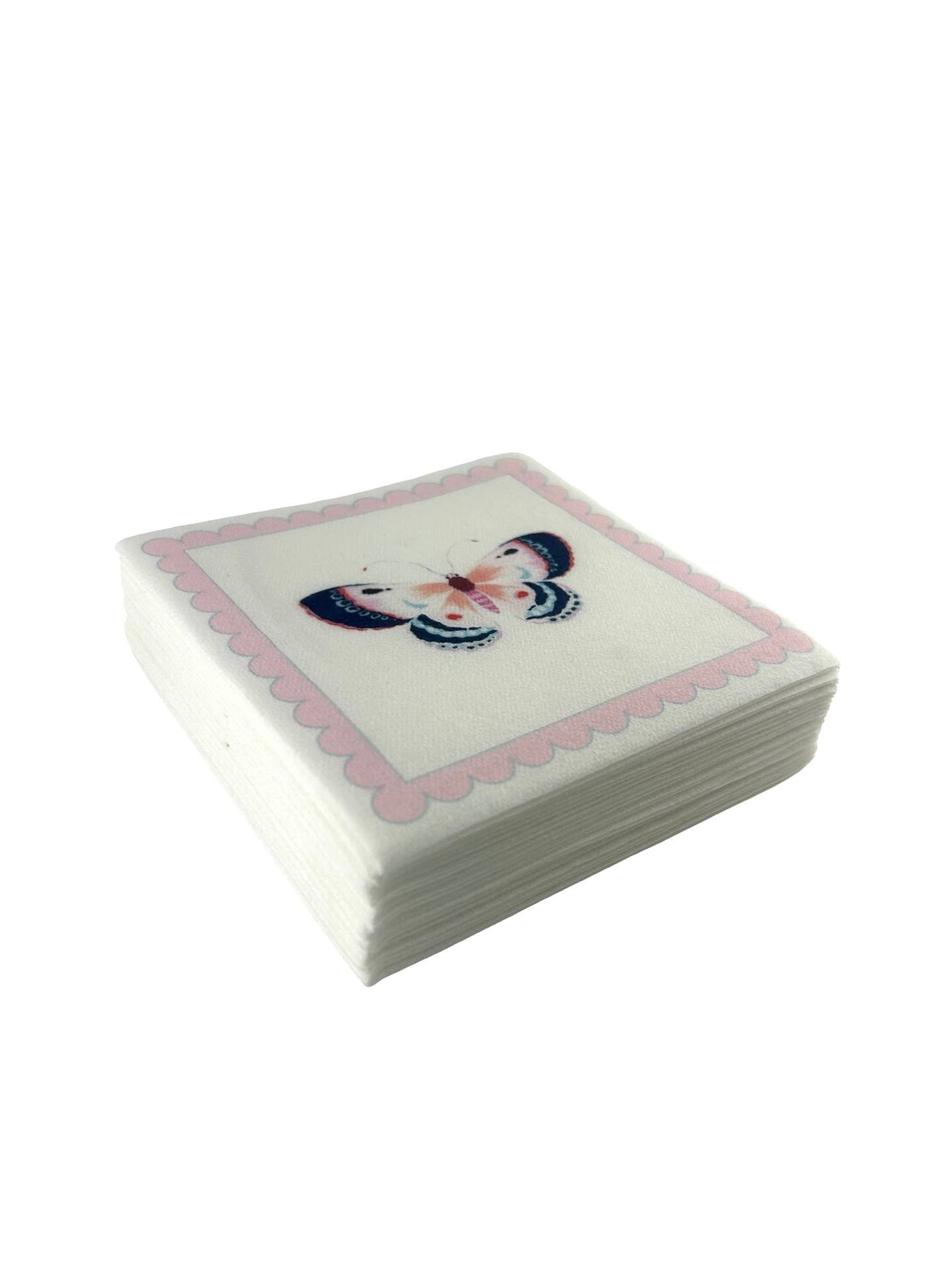 Pink Butterfly Linen-Feel Cocktail Napkins