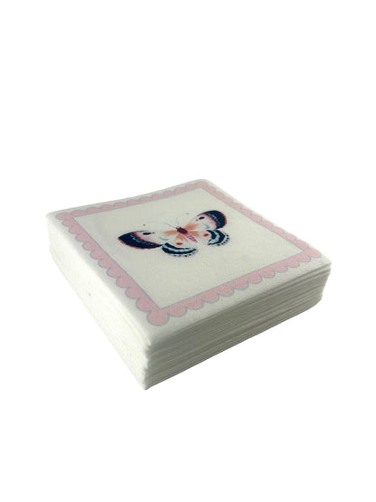 Pink Butterfly Linen-Feel Cocktail Napkins