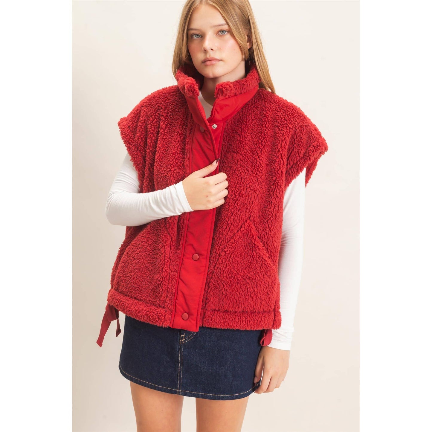 Sherpa Vest With Snap Closure