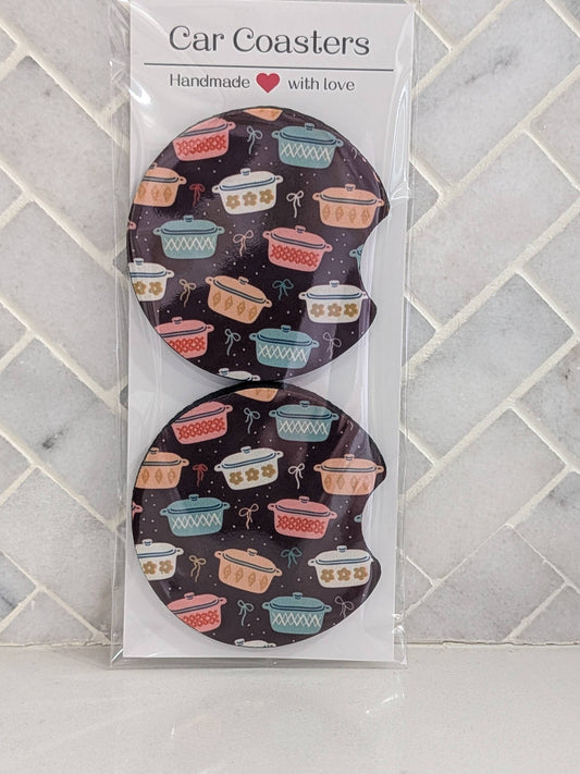 Vintage Colorful Bowls Car Coasters