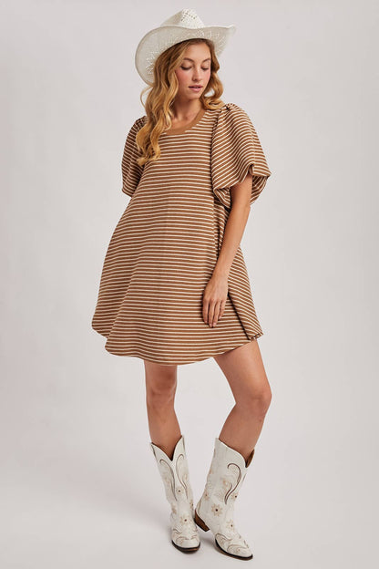 Puff Sleeve Striped Dress
