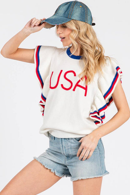 Ruffle Sleeve Americana Top
