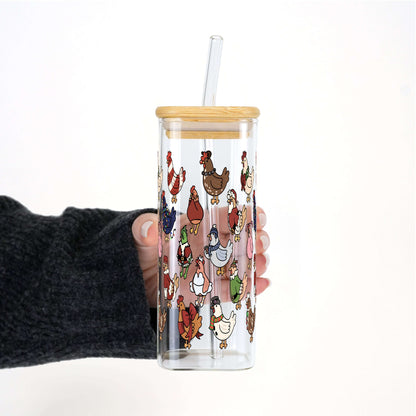 Festive Flock Christmas Can Cup with Lid & Straw