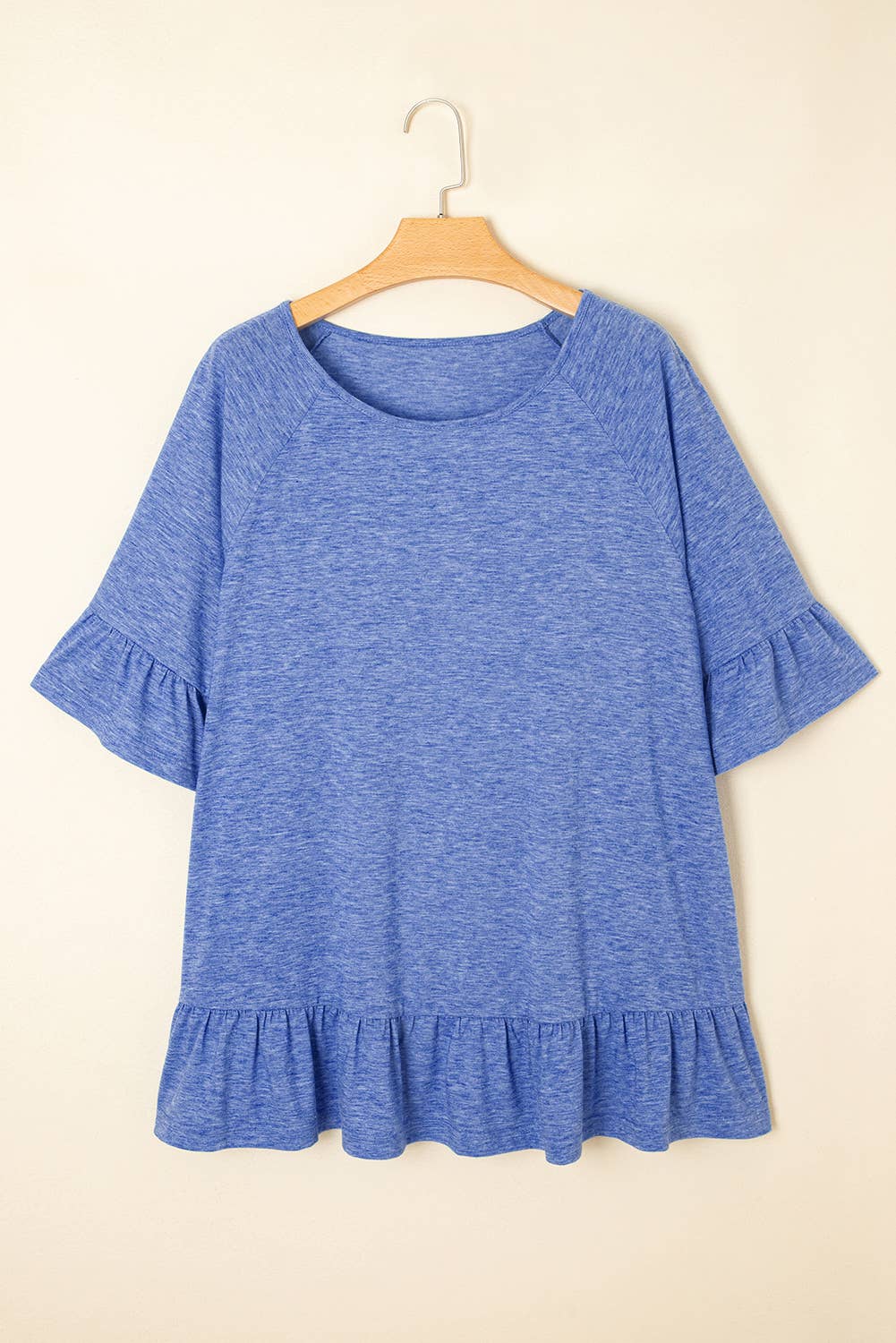 Ruffled Short Sleeve Plus Size Casual Blouse