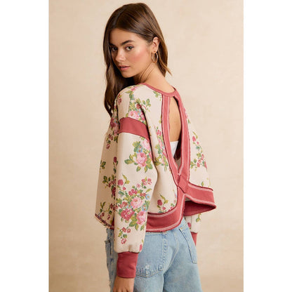 Floral Brushed Terry Open Back Top