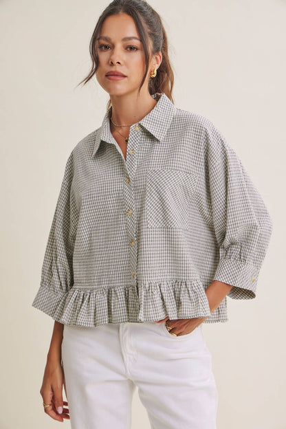 Morning Oat Micro Check Button-Down