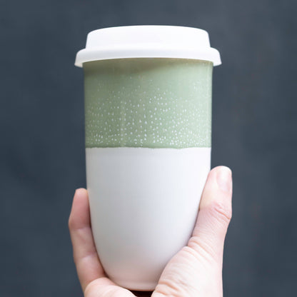 Sage Green Ceramic 16 oz Travel Mug