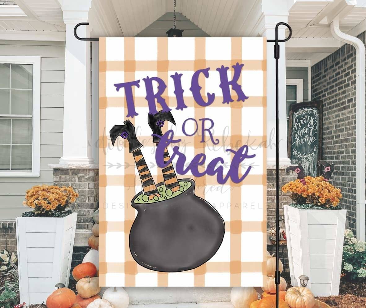 Trick or Treat Witch Garden Flag