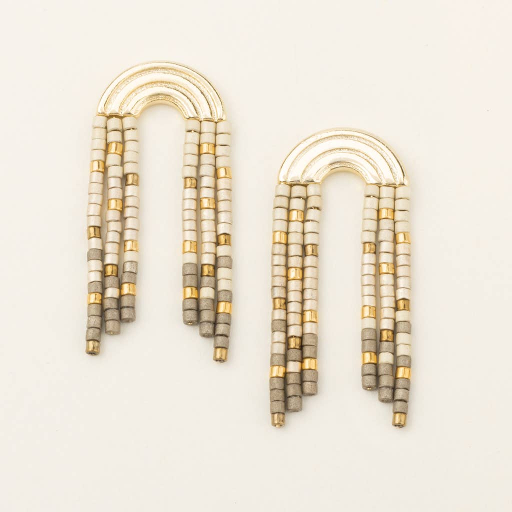Chromacolor Miyuki Rainbow Fringe Earring - Pewter Multi