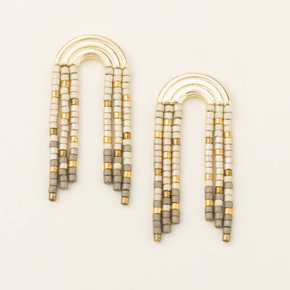 Chromacolor Miyuki Rainbow Fringe Earring - Pewter Multi