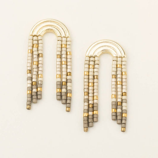 Chromacolor Miyuki Rainbow Fringe Earring - Pewter Multi
