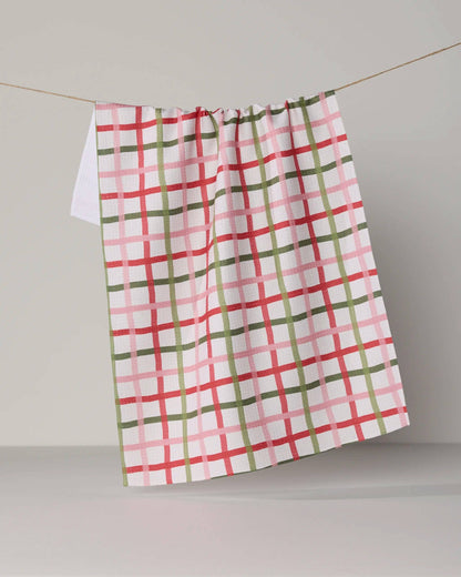 Festive Plaid Tea Towel