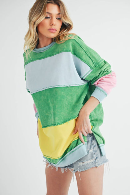 Rugby Color Block Stripe Sweatshirt