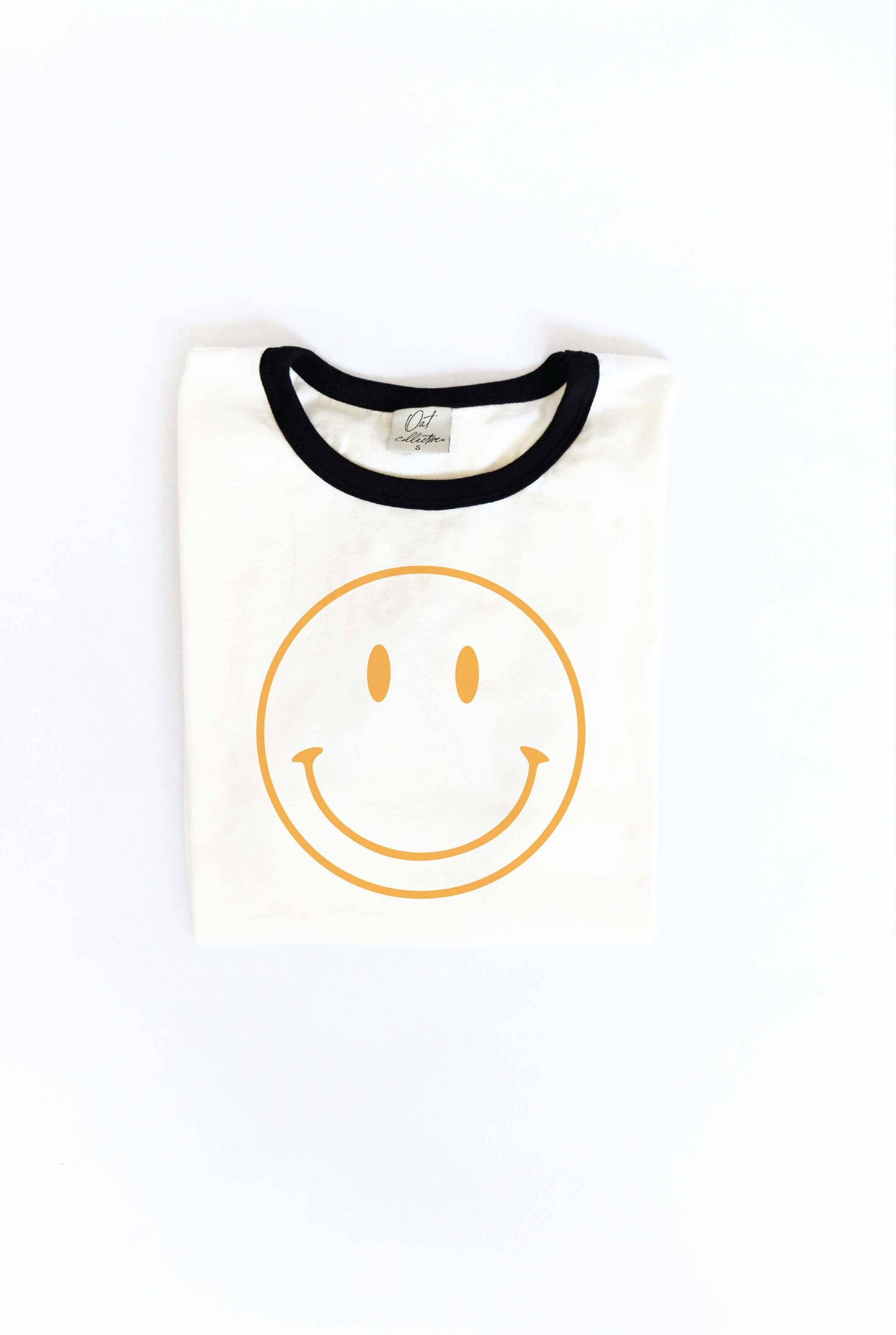 Smiley Face Ringer Graphic T-Shirt