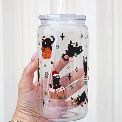 Christmas Cats Cup With Lid and Straw
