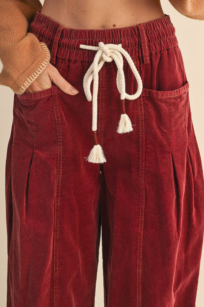 Washed Corduroy Barrel Pants