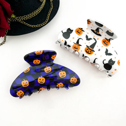 Pumpkin & Spirit Cat Halloween Claw Clip