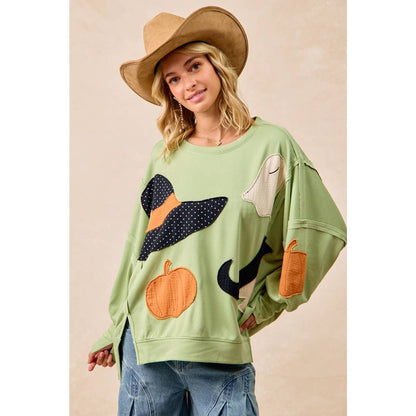 Halloween Theme Patchwork Sweatshirt