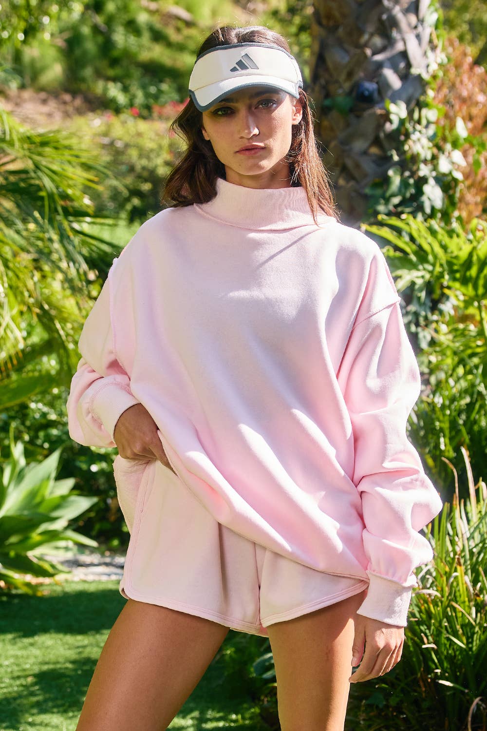 Solid Mock Neck Sweatshirt Top