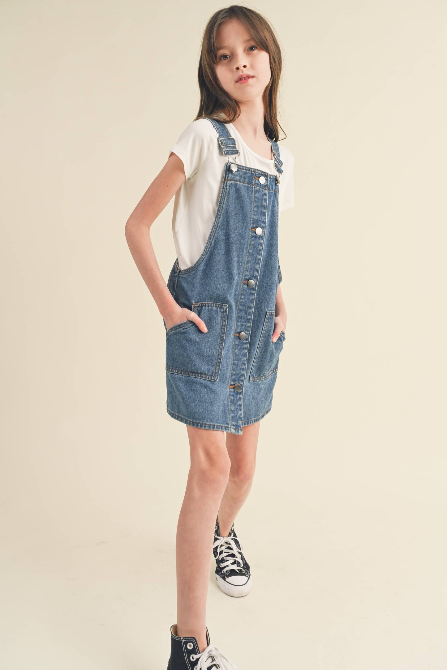 Tween Kids Girls Denim Overall Dress