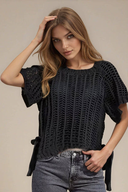 Chunky Crochet Sweater With Side Ties
