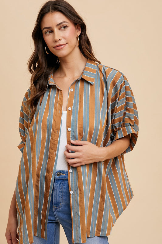 Oversized Drop Shoulder Woven Blouse